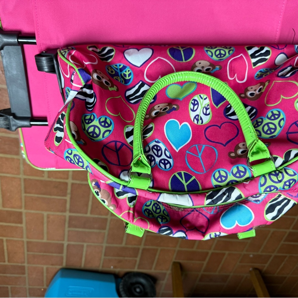 Colorful Kids Backpack with Heart and Peace Sign Design